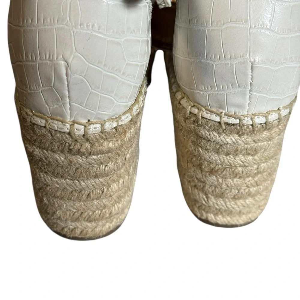 Franco Sarto White Croc-Embossed Espadrilles 7
